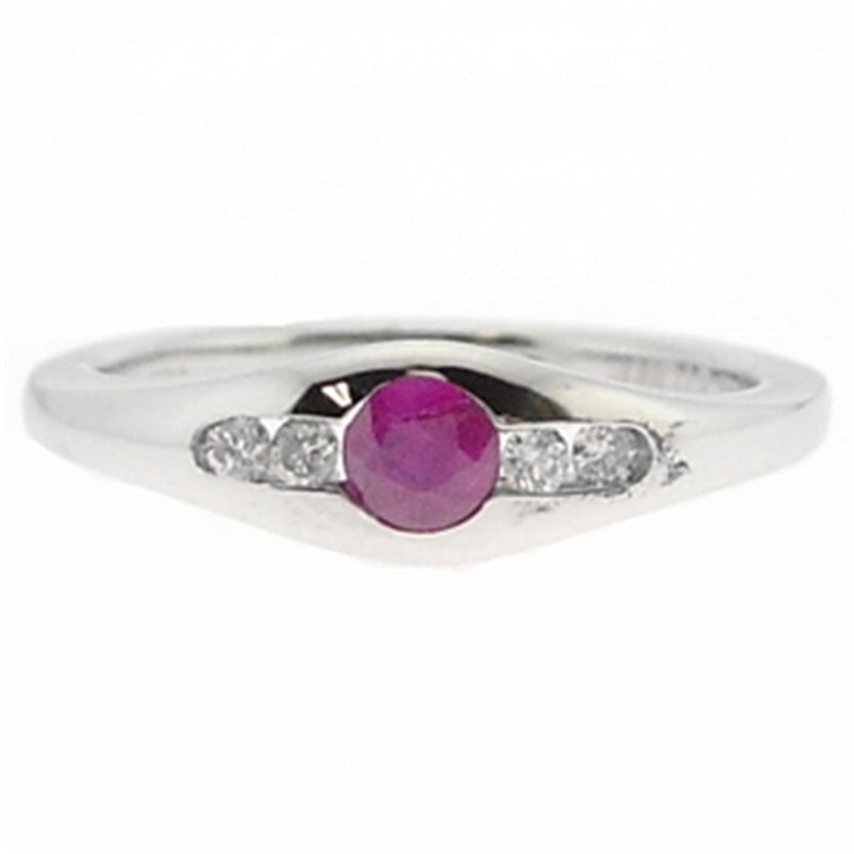 Solid Gold 0.08 ct. Diamond Ruby Ring