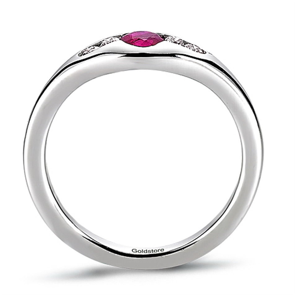 Solid Gold 0.08 ct. Diamond Ruby Ring