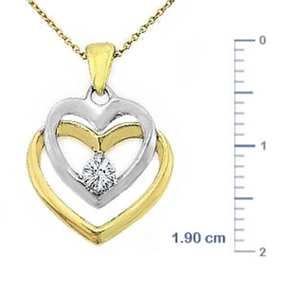Solid Gold 0.09 ct. Diamond Heart Necklace