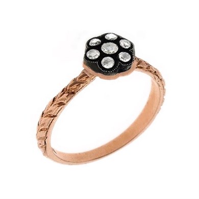 Solid Gold 0.1 ct Diamond Rose Ring