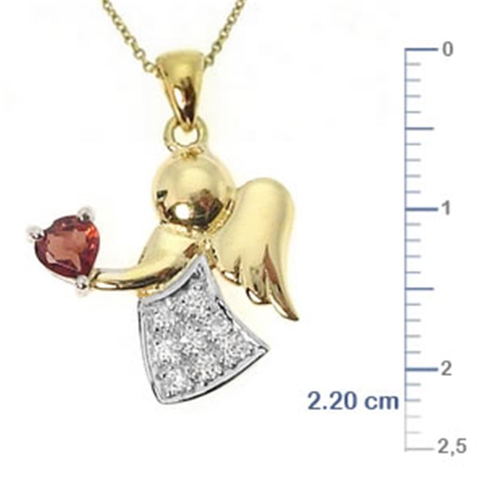 Solid Gold 0.1 ct. Diamond Angel Necklace