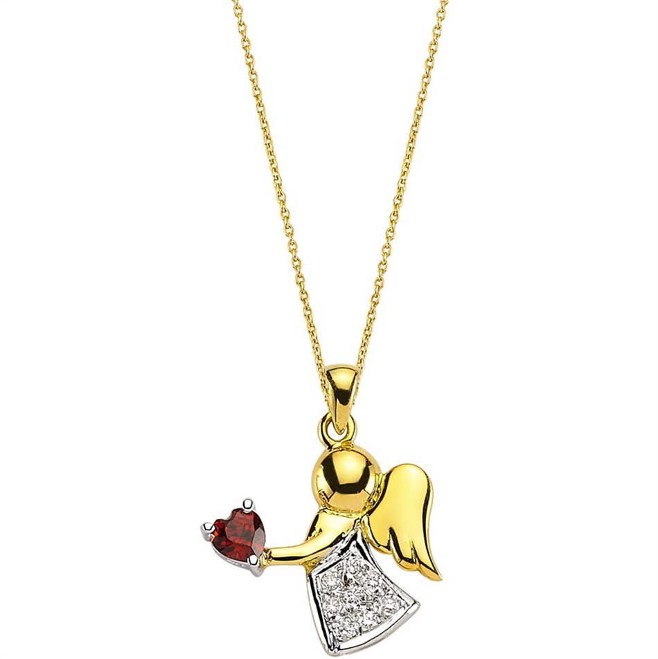Solid Gold 0.1 ct. Diamond Angel Necklace
