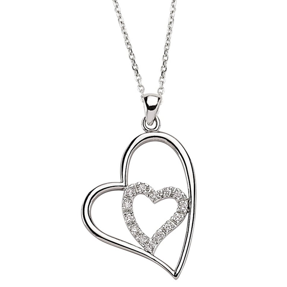 Solid Gold 0.11 ct. Diamond Heart Necklace