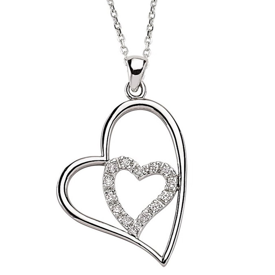 Solid Gold 0.11 ct. Diamond Heart Necklace