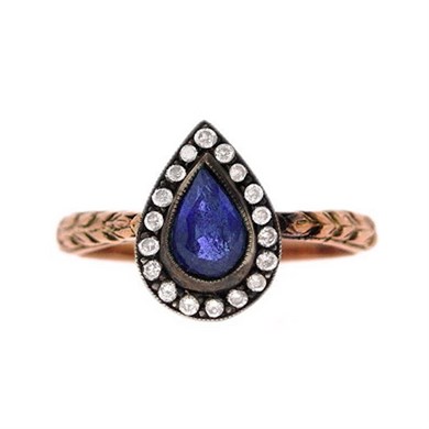 Solid Gold 0.11 ct Diamond Sapphire Fancy Ring