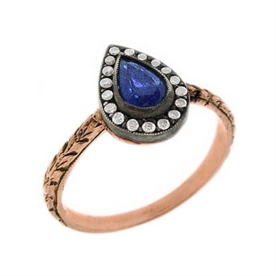 Solid Gold 0.11 ct Diamond Sapphire Fancy Ring