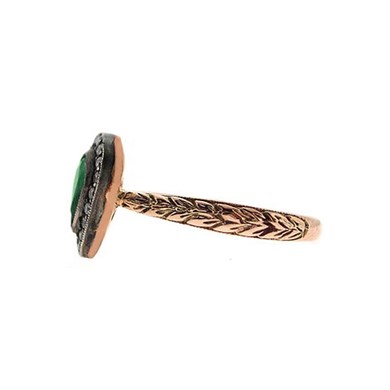 Solid Gold 0.11 ct Diamond Emerald Ring