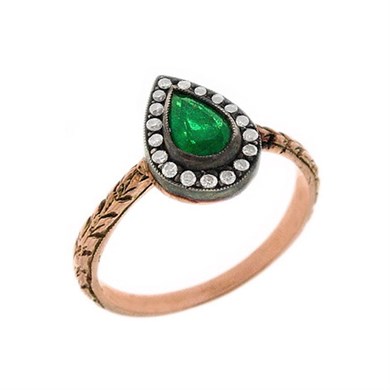 Solid Gold 0.11 ct Diamond Emerald Ring