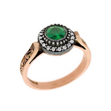 Solid Gold 0.12 ct Diamond Emerald Ring