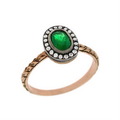 Solid Gold 0.12 ct Diamond Emerald Ring