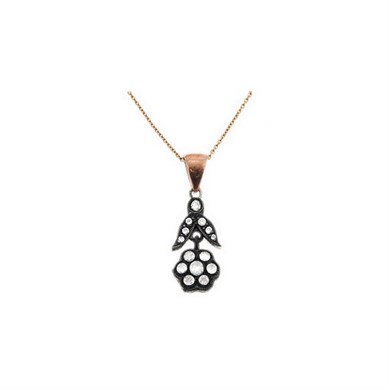Solid Gold 0.14 ct. Rose Cut Diamond Rose Necklace