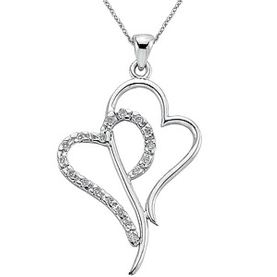 Solid Gold 0.14 ct. Diamond Heart Necklace