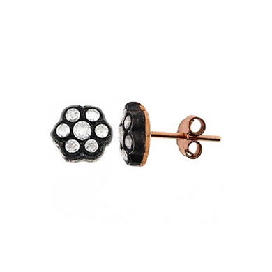 Solid Gold 0.17 ct Diamond Rose Earring