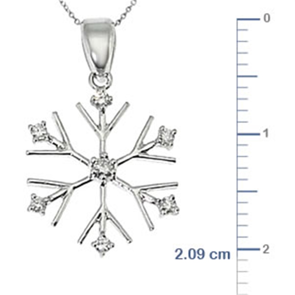 Solid Gold 0.17 ct. Diamond Snowflake Necklace