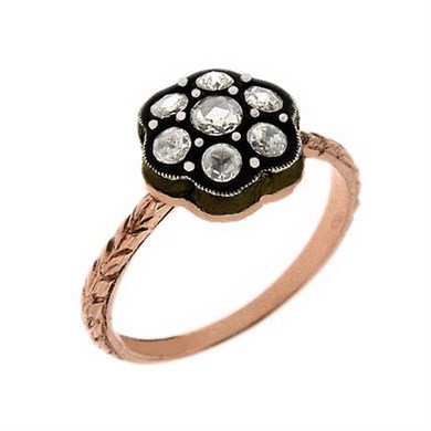 Solid Gold 0.22 ct Diamond Rose Ring