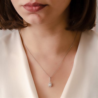 Solid Gold 0.25 ct. Diamond Baguette Necklace