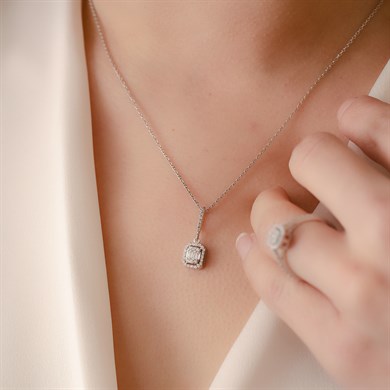 Solid Gold 0.25 ct. Diamond Baguette Necklace