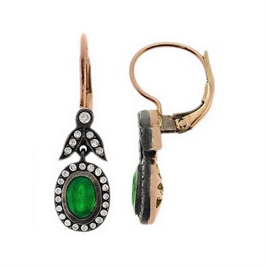 Solid Gold 0.27 ct Diamond Emerald Earring