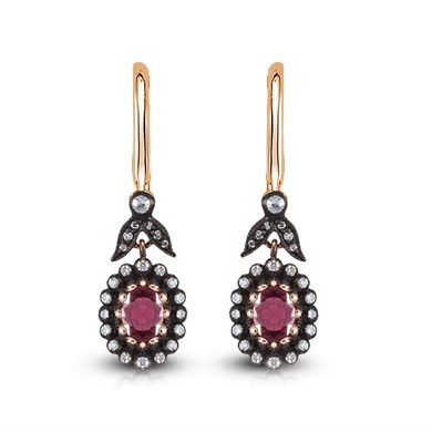 Goldstore-URL 0.3 ct. Pırlanta Yakut Fantezi Küpe