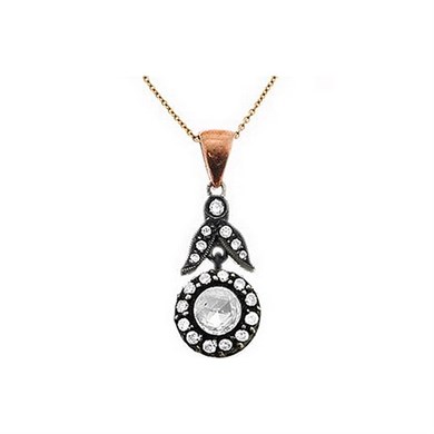 Solid Gold 0.31 ct. Rose Cut Diamond Necklace