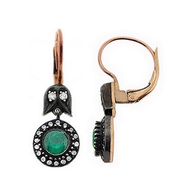 Solid Gold 0.31 ct Diamond Emerald Earring