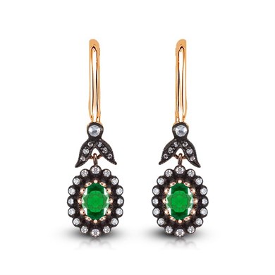 Goldstore-URL 0.33 ct. Pırlanta Zümrüt Fantezi Küpe