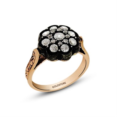 Solid Gold 0.36 ct Diamond Rose Ring