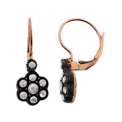 Solid Gold 0.5 ct Diamond Rose Earring