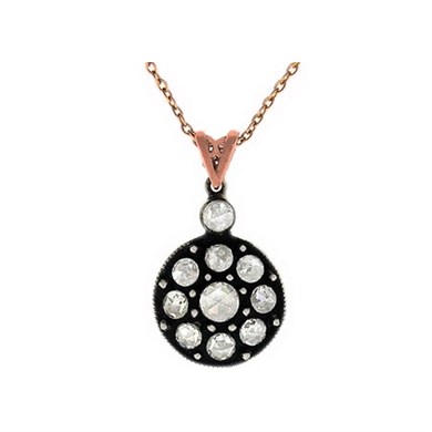 Solid Gold 0.51 ct. Rose Cut Diamond Necklace