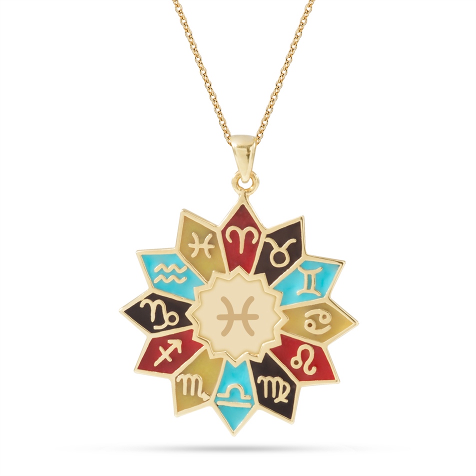 Altın Mineli Burç Kolye