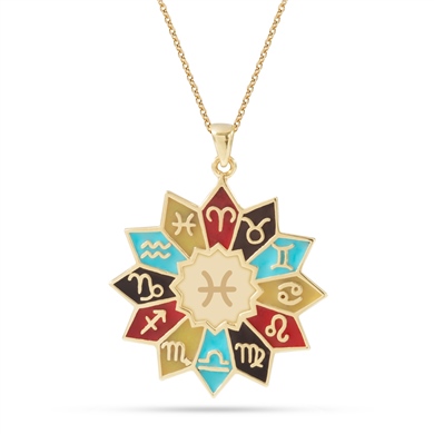 Altın Mineli Burç Kolye