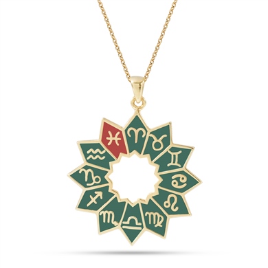 Altın Mineli Burç Kolye