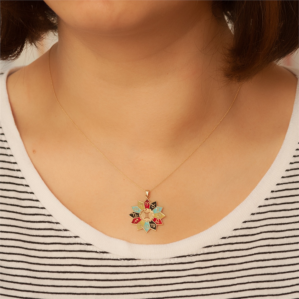 Altın Mineli Burç Kolye