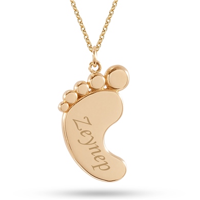 Solid Gold Baby Footprint Necklace