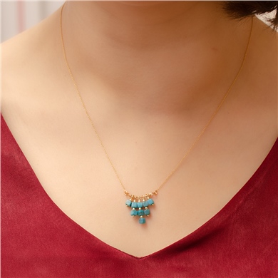 Solid Gold Turquoise Necklace