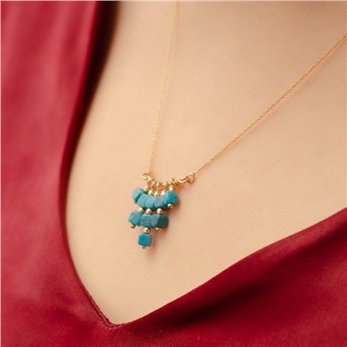 Solid Gold Turquoise Necklace