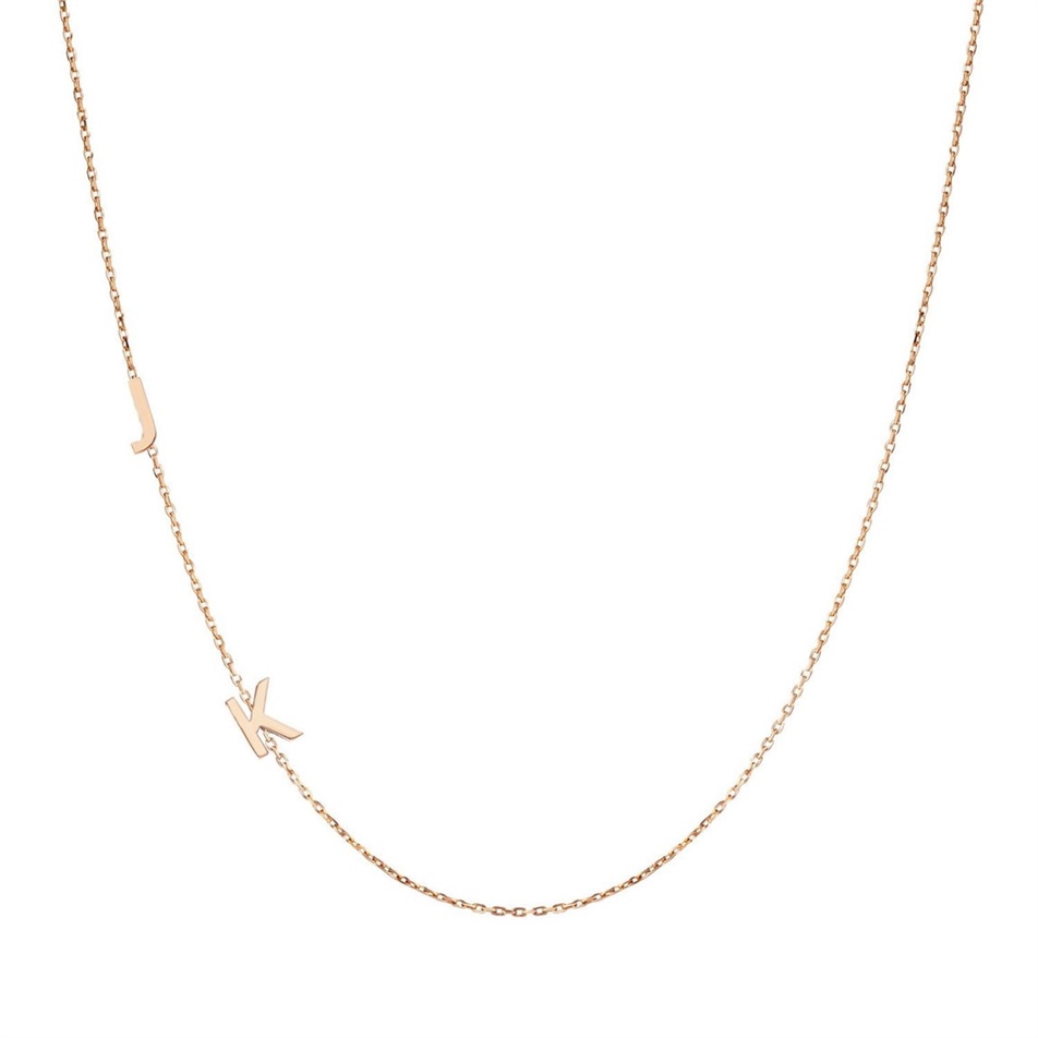 URL Solid Gold Letter Double Letter Necklace