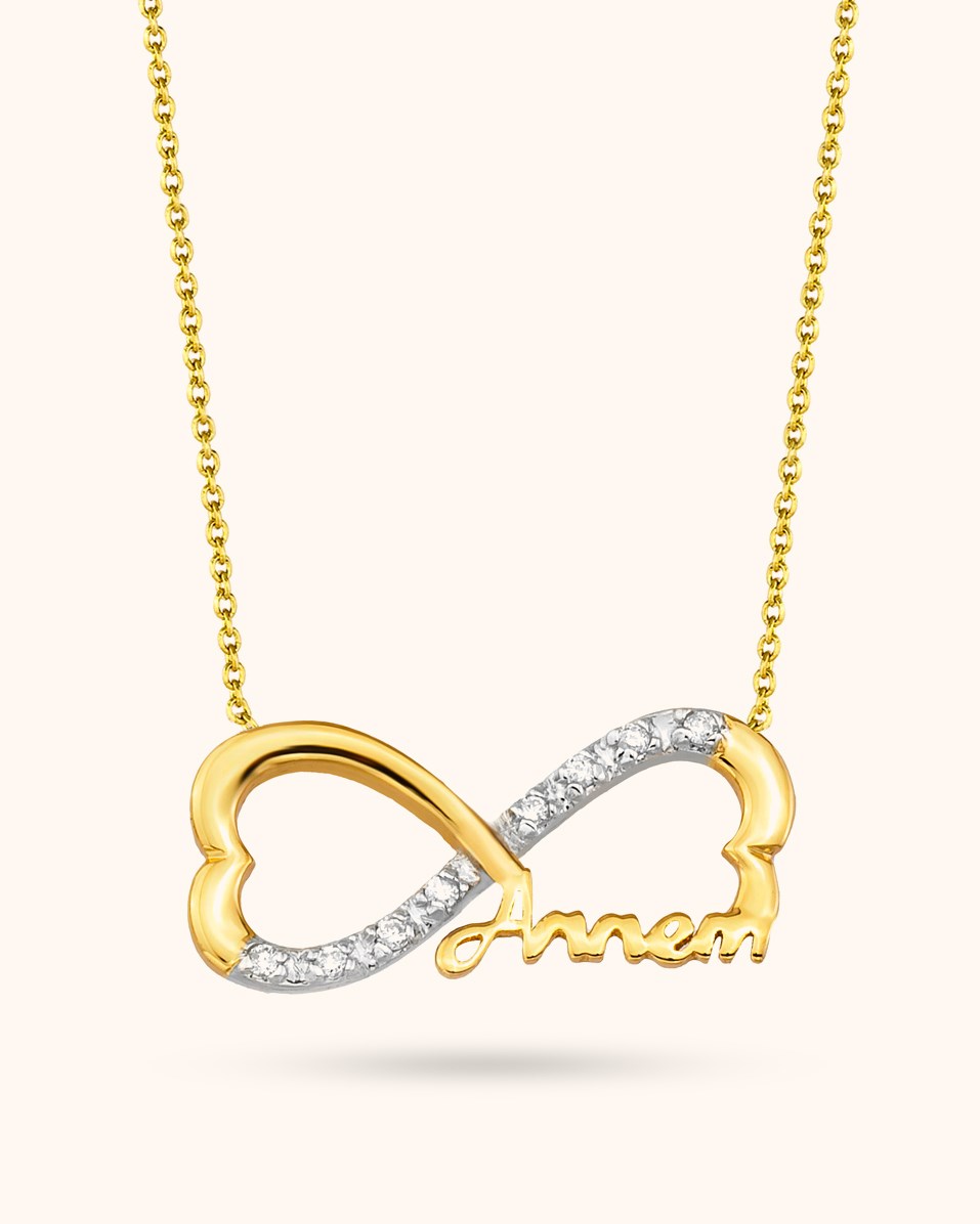 Solid Gold Fancy Heart, Infinity Necklace