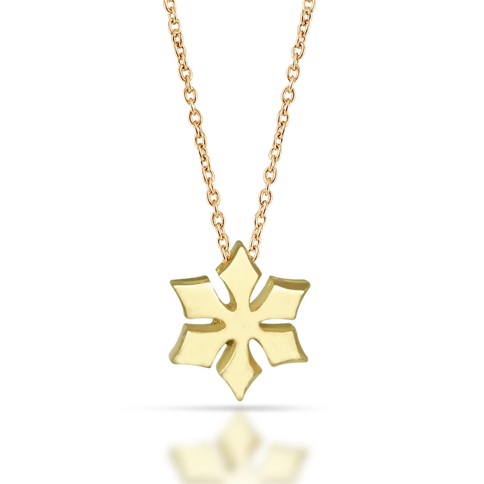 Solid Gold Snowflake Necklace