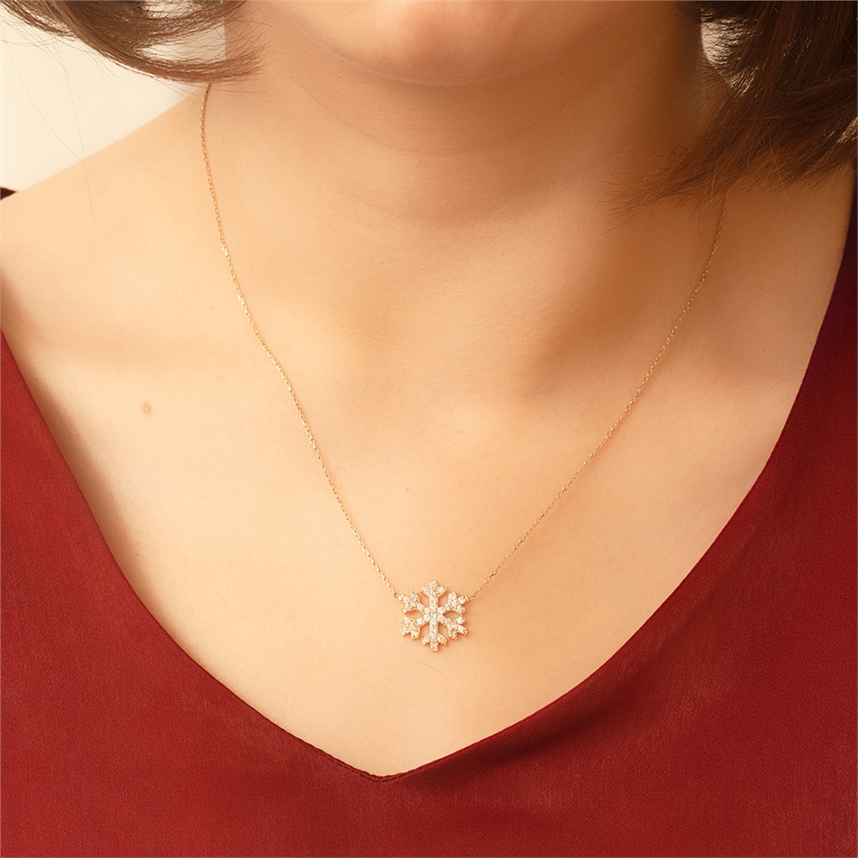 Altın Kar Tanesi Kolye