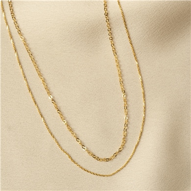 Solid Gold Two Chain Necklace