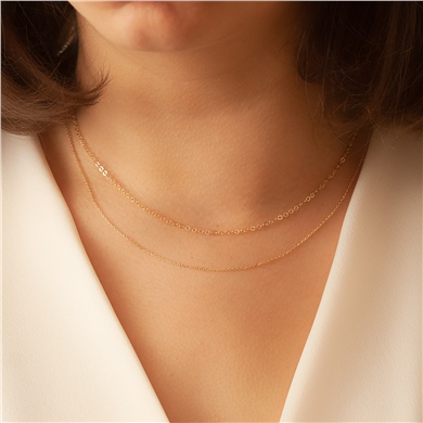 Solid Gold Two Chain Necklace