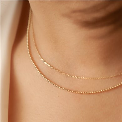 Solid Gold Two Chain Necklace