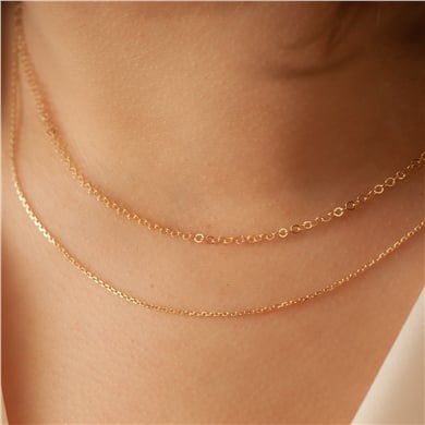 Solid Gold Two Chain Necklace