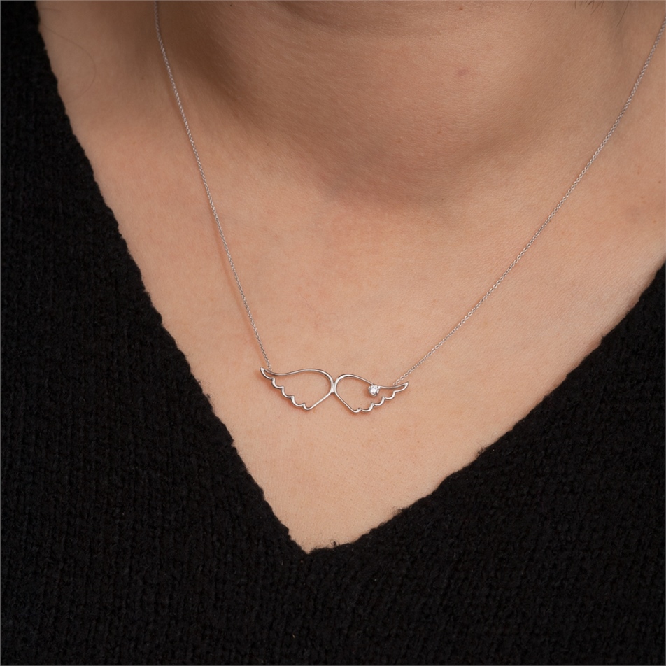 Solid Gold Angel Wing Necklace