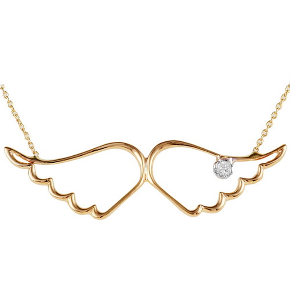 Solid Gold Angel Wing Necklace