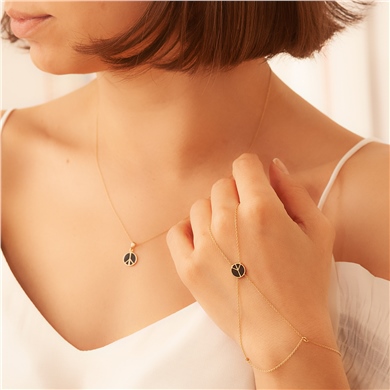 Solid Gold Enamel Peace Necklace