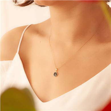 Solid Gold Enamel Peace Necklace