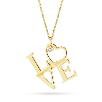 Solid Gold 0.01 ct. Diamond Love Necklace