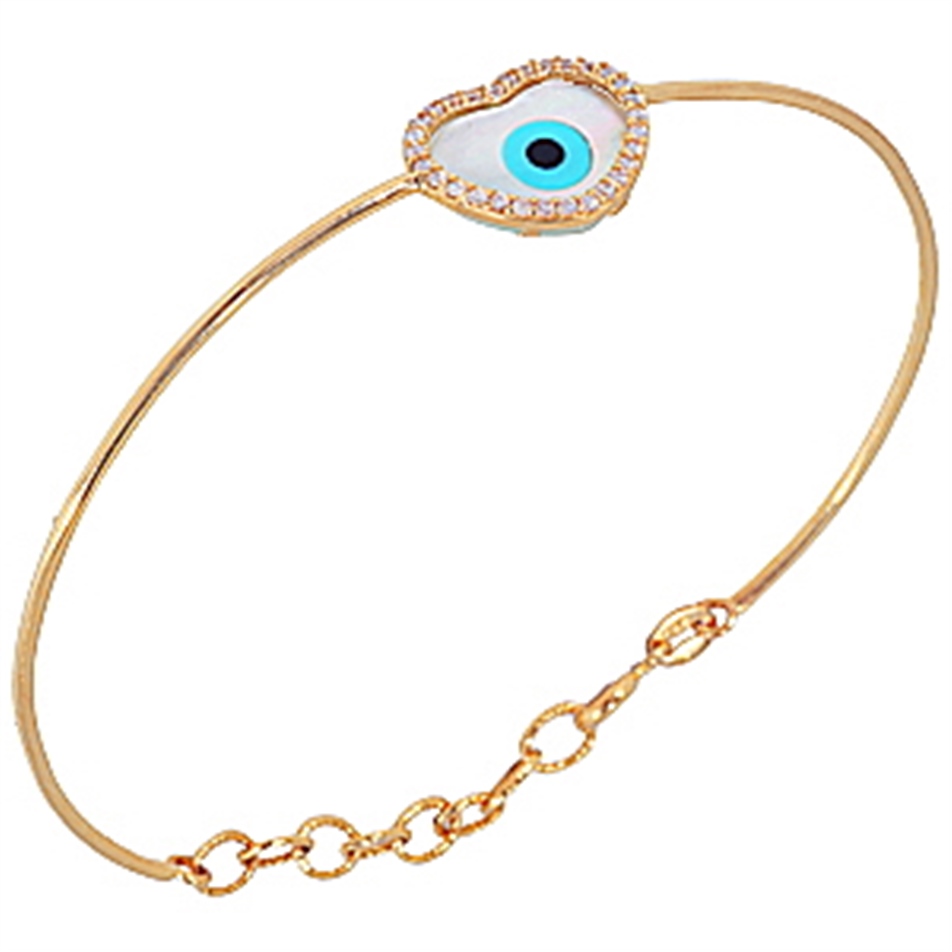 Solid Gold Evil Eye Bangle Bracelet